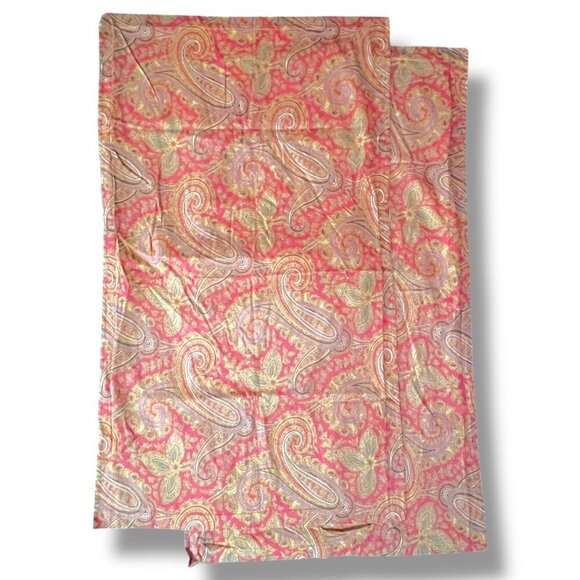 Lauren Ralph Lauren Set of 2 Edmonton King Pillow Sham Red Paisley Flange Cotton - Picture 1 of 5